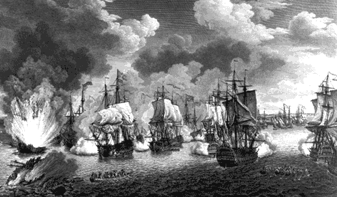 illustration showing battle of chesme